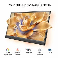 15.6'' Full HD 1080p IPS Portable Taşınabilir Monitör