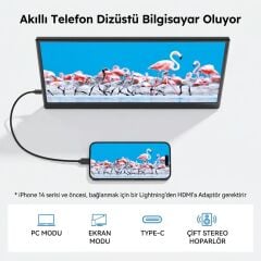 15.6'' Full HD 1080p IPS Portable Taşınabilir Monitör