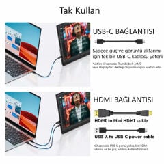 15.6'' Full HD 1080p IPS Portable Taşınabilir Monitör